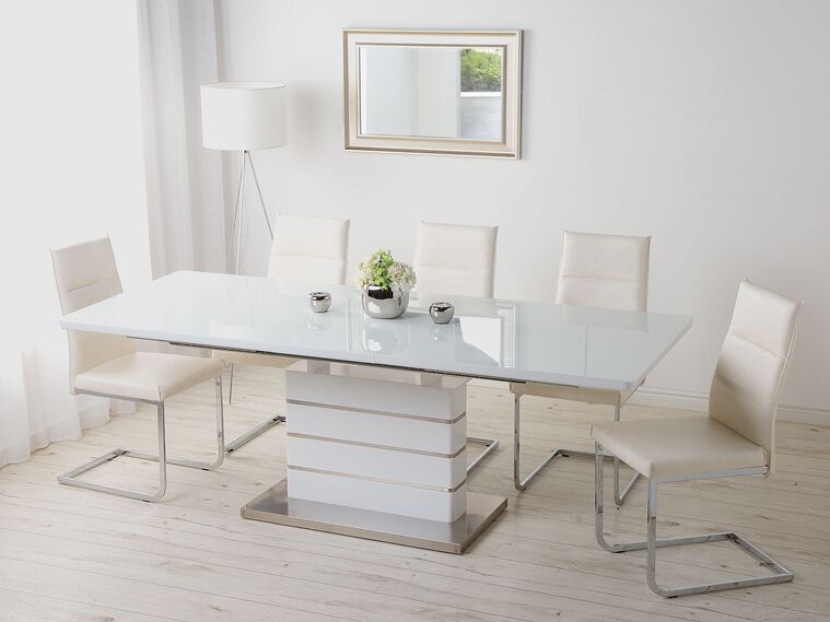 Nowoczesny Stół do Jadalni lub Salonu Rozkładany 90 x 180/220 x 78cm biały
