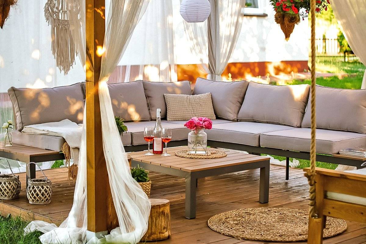 🌟 5 - Osobowy Narożnik Ogrodowy Aluminiowy BALI z poduszkami i stolikiem - Kolor Szary