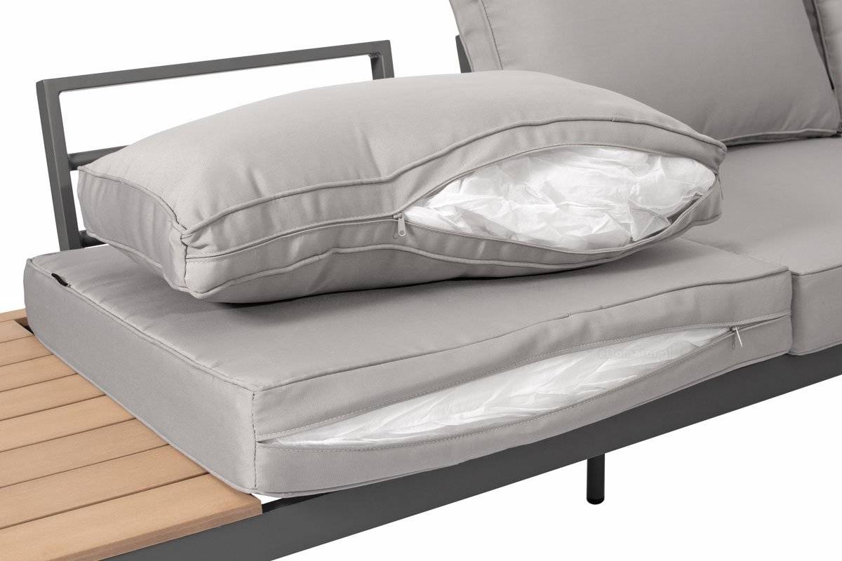 🌟 5 - Osobowy Narożnik Ogrodowy Aluminiowy BALI z poduszkami i stolikiem - Kolor Szary